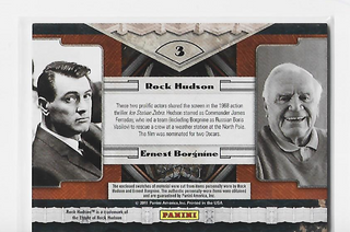 Rock Hundson / Ernest Borginine 2011 Panini #3 (05/99) Co-Stars Material Card