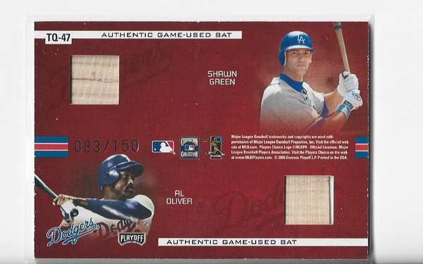 Rickey Henderson / Kazuhisa Ishii / Shawn Green / Al Oliver 2005 Donruss #TQ-47 (83/150) Team Quads Authentic Bats & Jersey Card