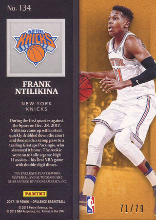 Frank Ntilikina Autographed 2017-18 Panini Opulence Rookie Card Back