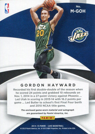 Gordon Heyward Autographed 2014-15 Panini Luxe Jersey Card Back