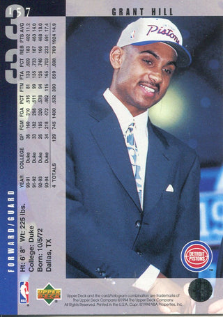 Grant Hill 1994 Upper Deck Rookie Card