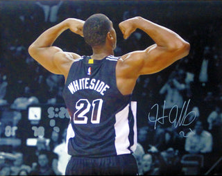 Hassan Whiteside Autographed Spotlight Flexing 16x20 Photo