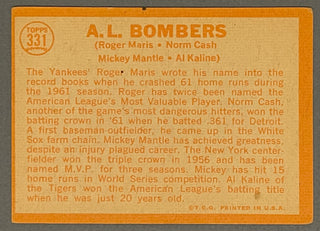 1964 Topps AL Bombers Mickey Mantle Roger Maris Kaline & Cash Card #331