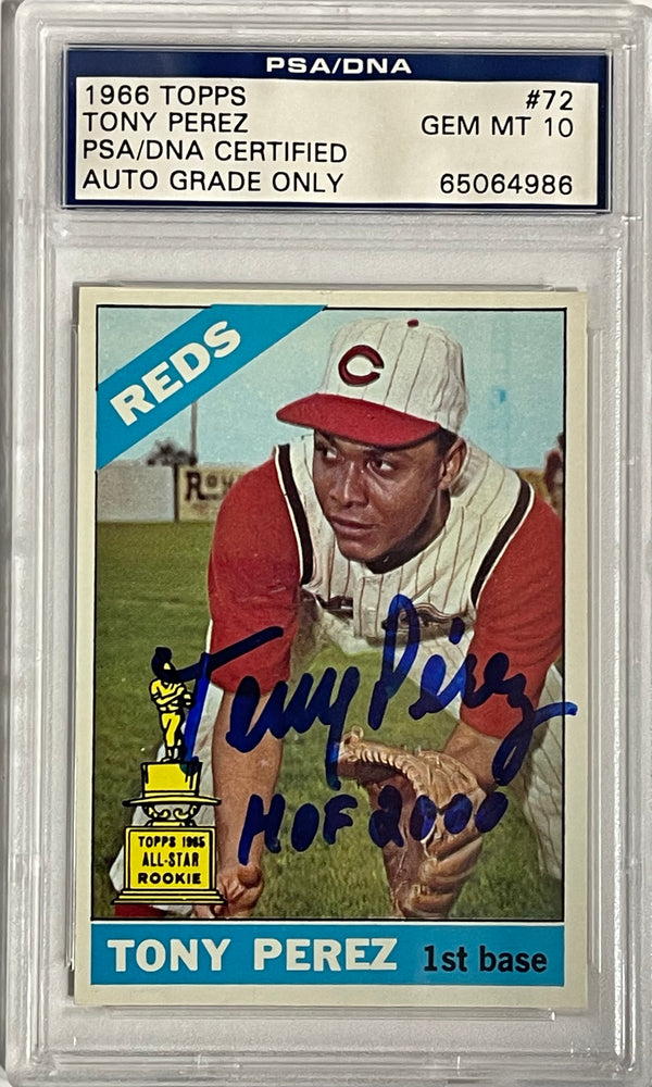 Tony Perez Autographed 1966 Topps Card #72 (PSA)