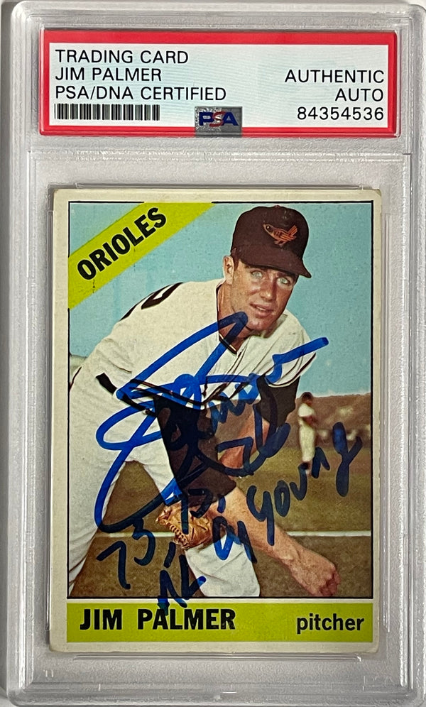 Jim Palmer Autographed 1966 Topps Rookie Card #126 (PSA)