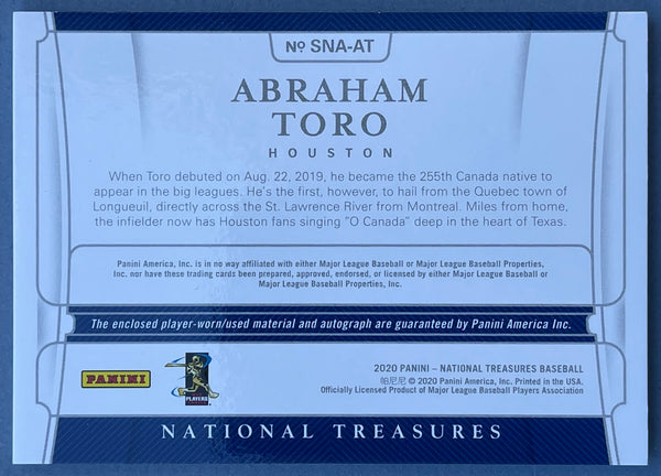 Abraham Toro 2020 National Treasures Signature Names Card #88/99