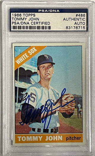 Tommy John Autographed 1966 Topps Card #486 (PSA)