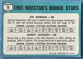 Joe Morgan Sonny Jackson 1965 Topps Rookie Stars Baseball Card #16