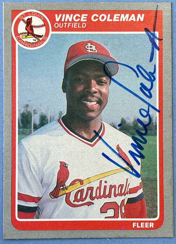 Vince Coleman Autographed 1985 Fleer Rookie Card #U28