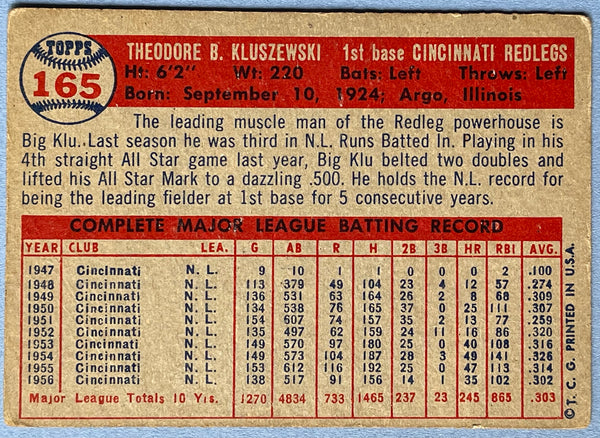 Ted Kluszewski 1957 Topps baseball Card #165