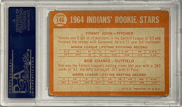 Tommy John Autographed 1964 Topps Rookie Card #146 (PSA)