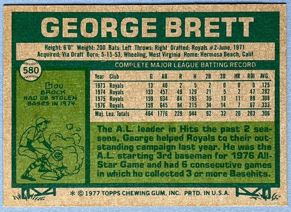 George Brett 1977 Topps baseball Card #580