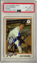 Jack Morris Autographed 1978 Topps Burger King Rookie Card #8 (PSA)