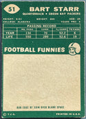 Bart Starr 1960 Topps Football Card #51