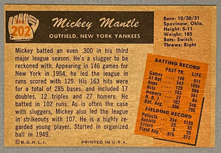 Mickey Mantle 1955 Bowman Baseball Card #202