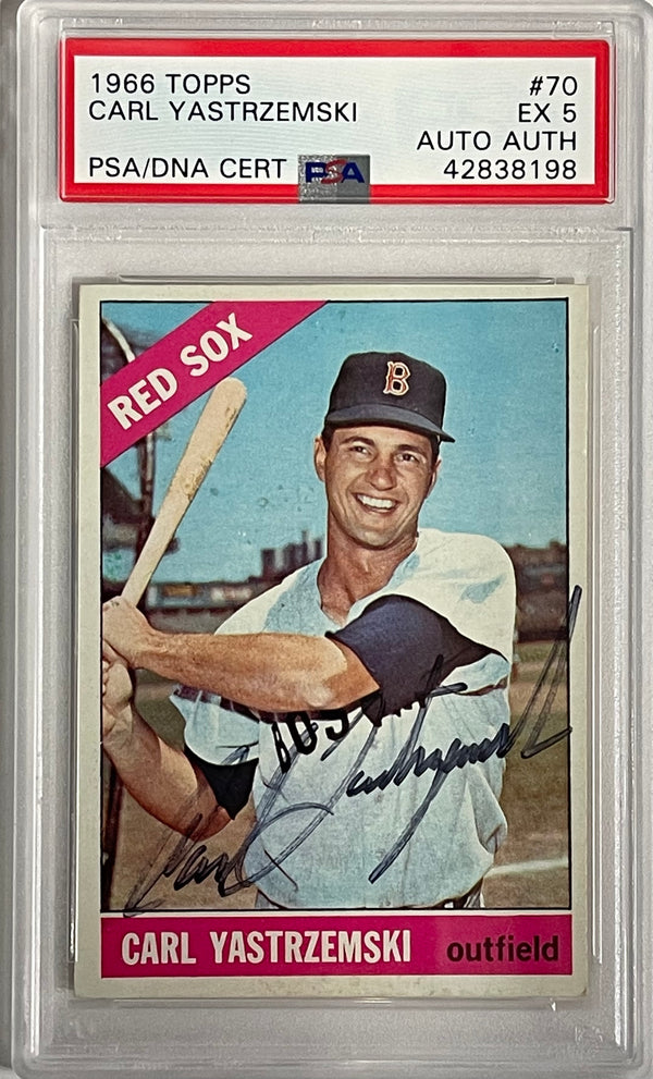 Carl Yastrzemski Autographed 1966 Topps Card #70 (PSA)