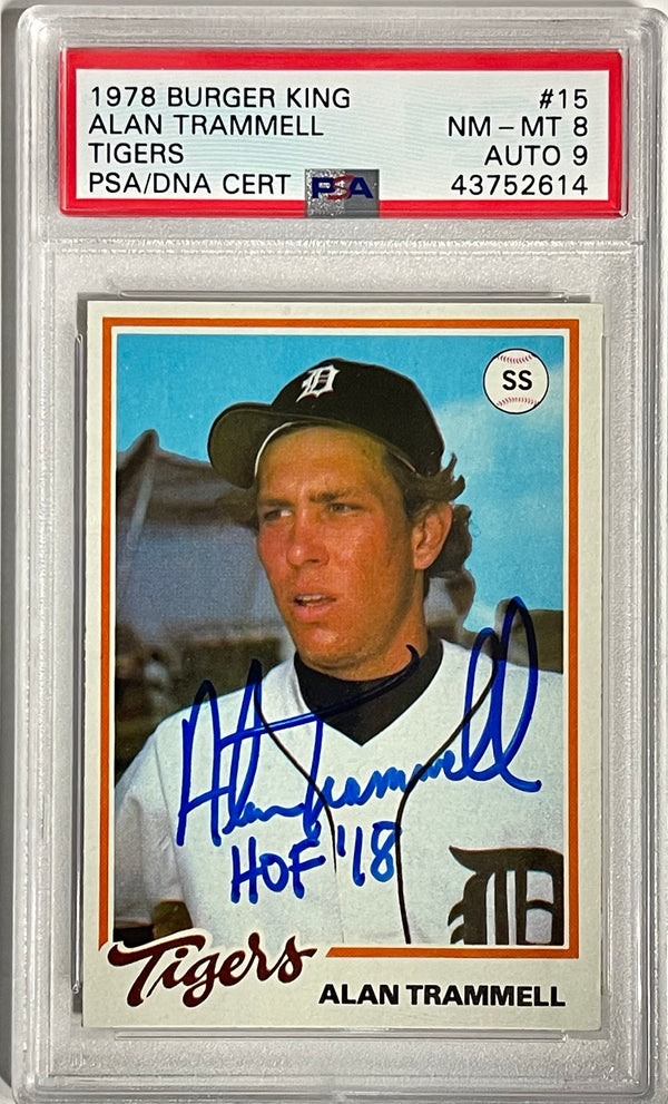 Alan Trammell Autographed 1978 Topps Burger King Rookie Card #15 (PSA)