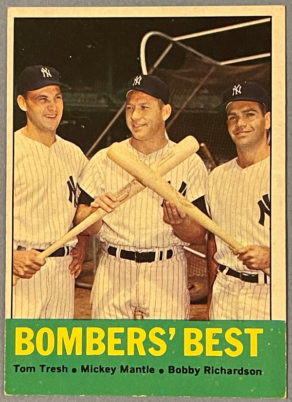 Mickey Mantle 1963 Topps Baseball Card #173 Bombers Best Tresh Mantle Richardson