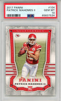 Patrick Mahomes II 2017 Panini Rookie Card #104 (PSA Gem Mint 10)