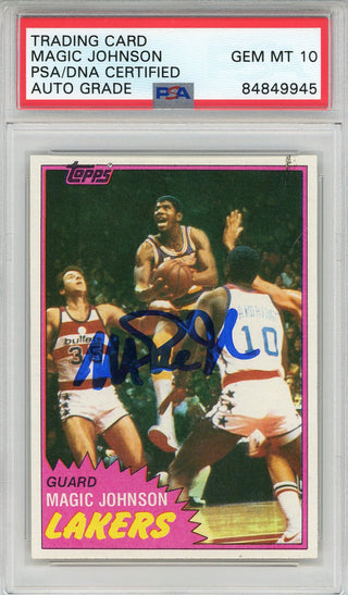 Magic Johnson Autographed 1981 Topps Card #21 (PSA)