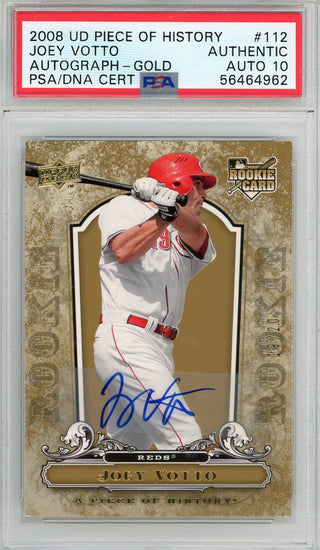 Joey Votto Autographed 2008 Upper Deck Piece of History Rookie Card #112 (PSA Auto 10)