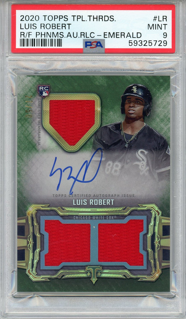 Luis Robert Autographed 2020 Topps Triple Threads Emerald Patch Card #LR (PSA Mint 9)