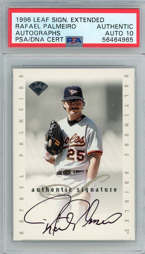 Rafael Palmeiro Autographed 1996 Leaf Card (PSA Auto 10)