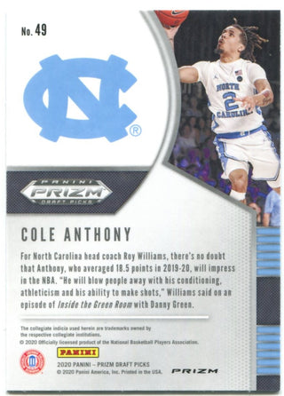 Cole Anthony 2020 Panini Prizm Draft Picks Green