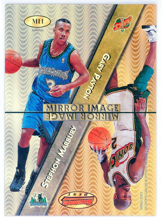 Michael Jordan, Ron Mercer, Gary Payton & Stephon Marbury 1998 Bowman's Best Mirror Image Card #M11