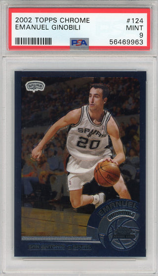 Manu Ginobili 2002 Topps Chrome Rookie Card #124 (PSA)