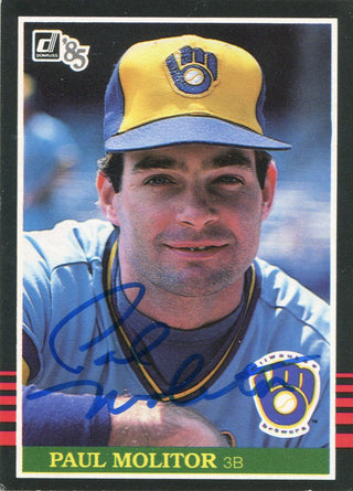 Paul Molitor Autographed 1985 Donruss Card #359