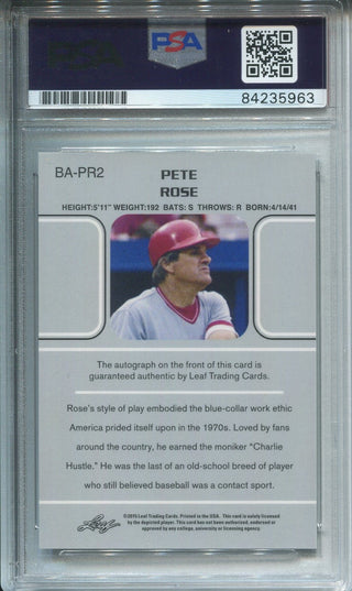 Pete Rose Cincinnati Reds Leaf Autographed Card (PSA)