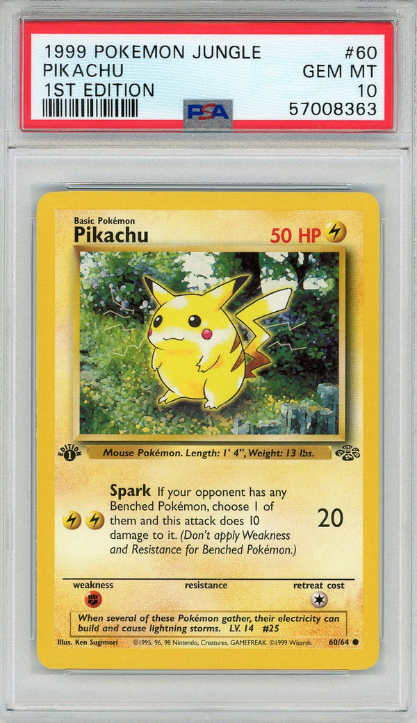 Pikachu 1999 Pokemon Jungle 1st Edition Card #60 (PSA Gem Mt 10)