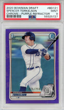 Spencer Torkelson 2020 Bowman Draft Chrome Purple Refractor Card #BD121 (PSA Mint 9)