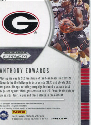 Anthony Edwards 2020 Panini Prizm Rookie Card