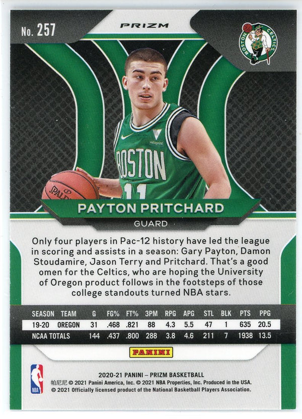 Payton Pritchard 2020-21 Panini Prizm Silver Prizm Rookie Card #257