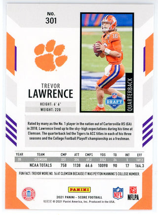 Trevor Lawrence 2021 Panini Score Rookie Card #301