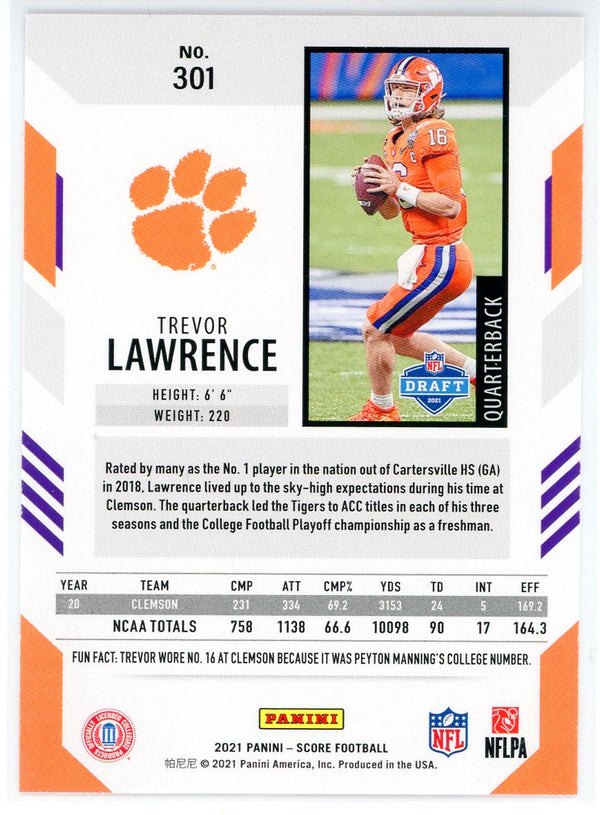 Trevor Lawrence 2021 Panini Score Rookie Card #301