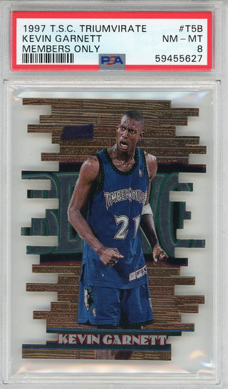 Kevin Garnett 1997 Topps Stadium Club Triumvirate Members Only Card #T5B (PSA NM-MT 8)