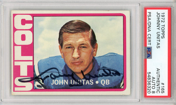 Johnny Unitas Autographed 1972 Topps Card (PSA)