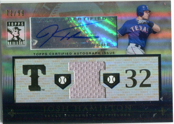 Josh Hamilton Autographed 2010 Topps Tribute Jersey Card