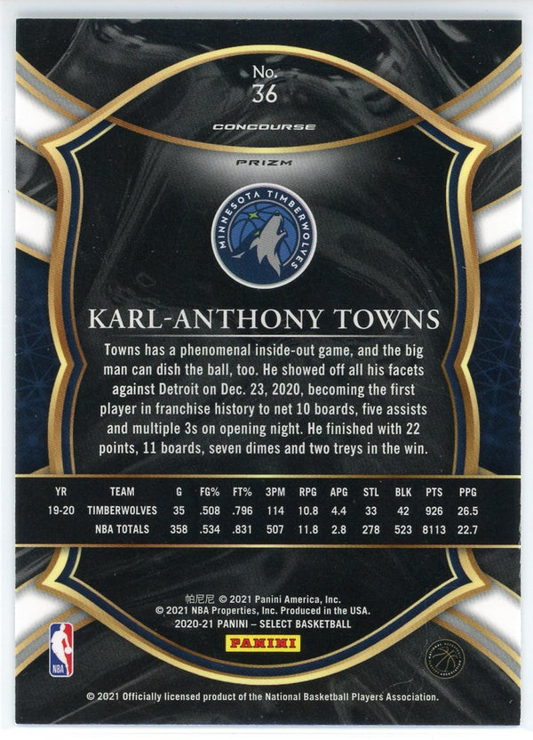 Karl-Anthony Towns 2021 Panini Select Concourse Prizm Card #36