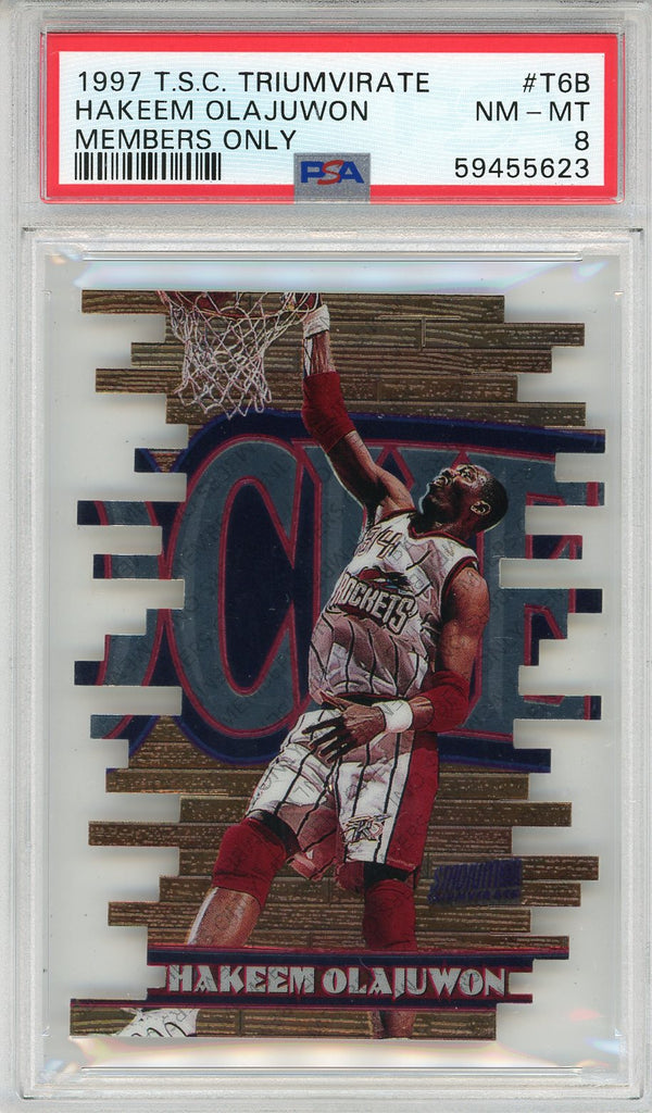 Hakeem Olajuwon 1997 Topps Stadium Club Triumvirate Members Only Card #T6B (PSA NM-MT 8)