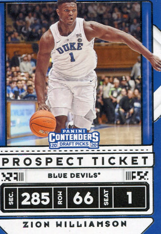 Zion Williamson 2020 Panini Contenders Draft Picks Card