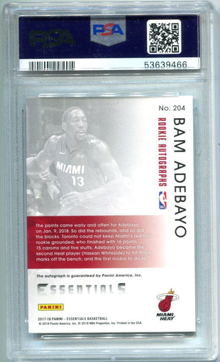 Bam Adebayo 2017 Panini Essentials #204 PSA Auto 9 RC