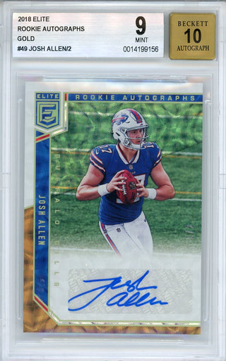 Josh Allen Autographed 2018 Panini Elite Rookie Card #49 1/2 (BGS 9/10)