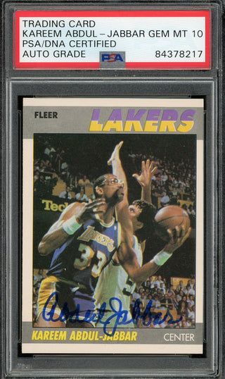 Kareem Abdul-Jabbar Autographed 1987 Fleer Card (PSA)