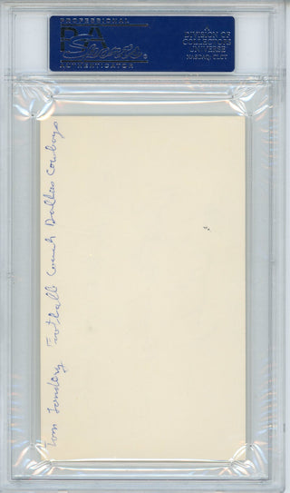 Tom Landry Autographed 3x5 Index Card (PSA)