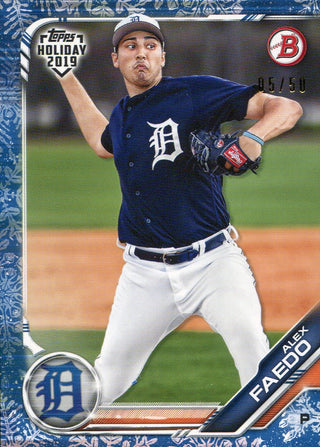 Alex Faedo 2019 Topps Holiday Blue Bowman Rookie Card 5/50