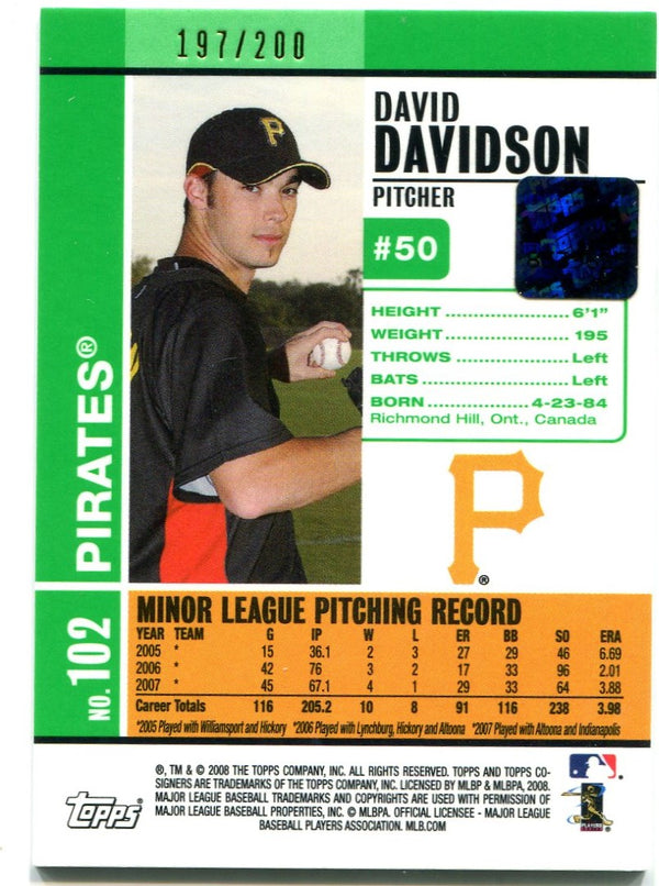 David Davidson Topps Auto Rookie 197/200